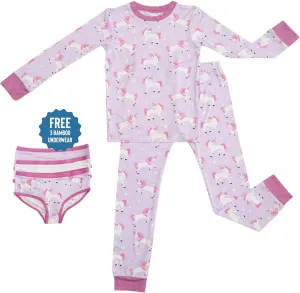 Zip N' Bear Baby Girl Soft Buttery Bamboo Viscose Pajamas Kardashian Pjs - Unicorn Utopia