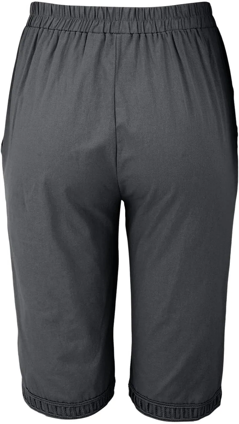 ZYXTIM Linen Shorts for Women 2025 Loose Fit Knee Length Summer Beach Bermuda Short Light Weight Casual Yoga Vacation Pants