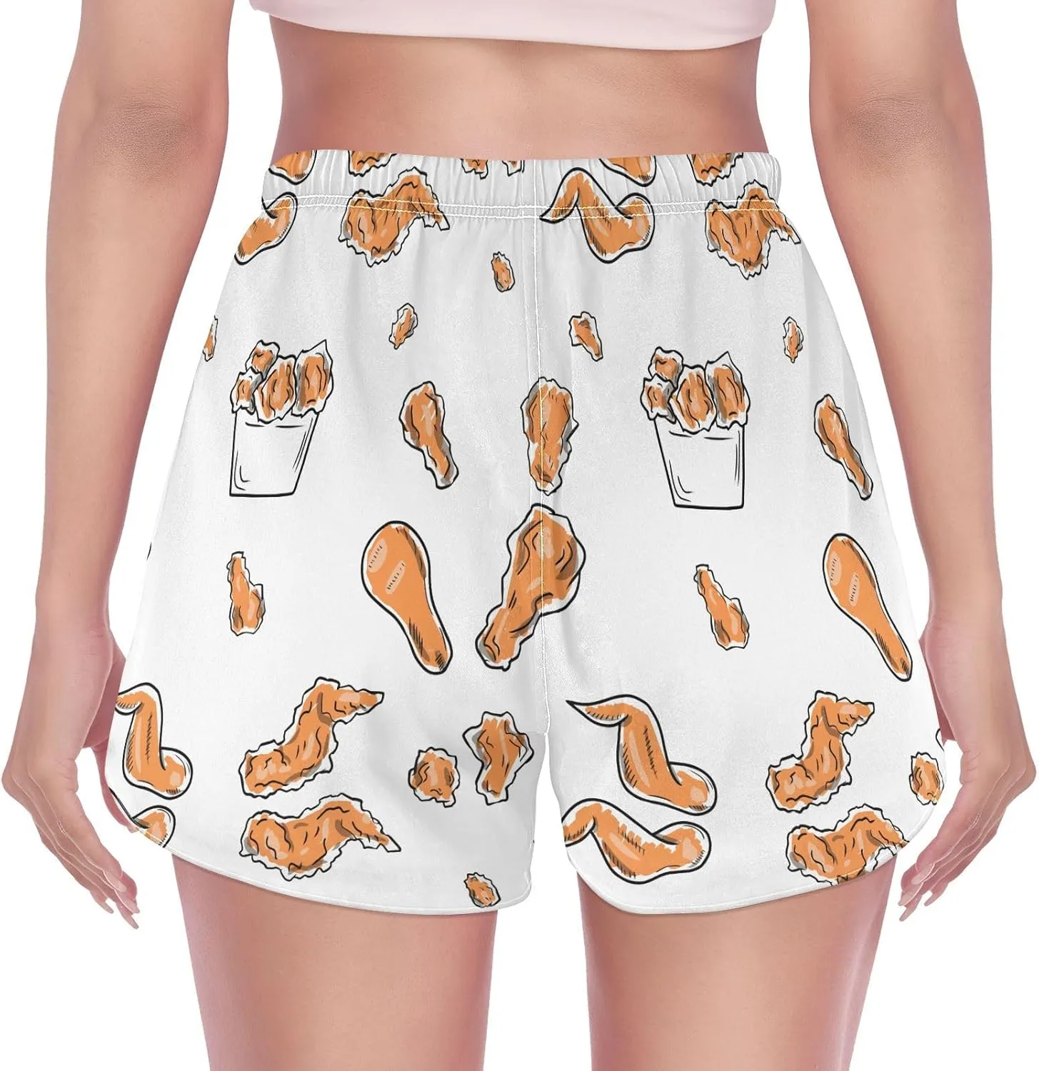 ZZKKO Chicken Wings Athletic Shorts for Women,Womens Workout Running Shorts Quick Dry with Pockets S-XXL