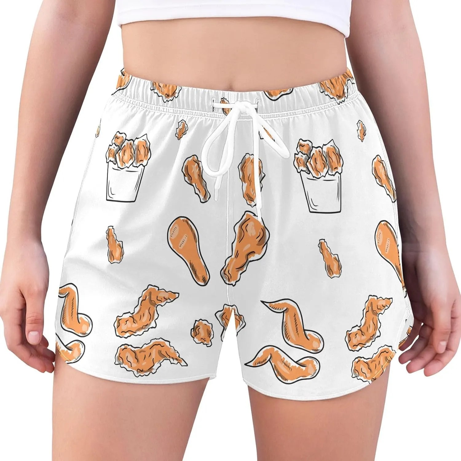 ZZKKO Chicken Wings Athletic Shorts for Women,Womens Workout Running Shorts Quick Dry with Pockets S-XXL