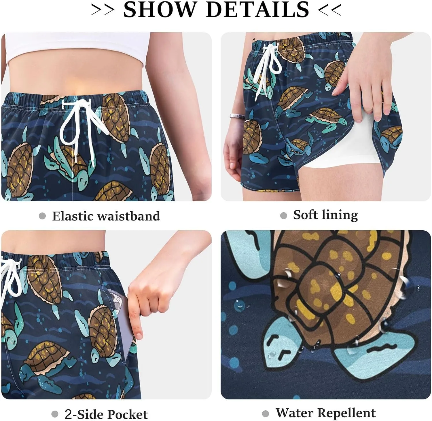 ZZKKO Cute Little Squid Athletic Shorts for Women,Womens Workout Running Shorts Quick Dry with Pockets S-XXL