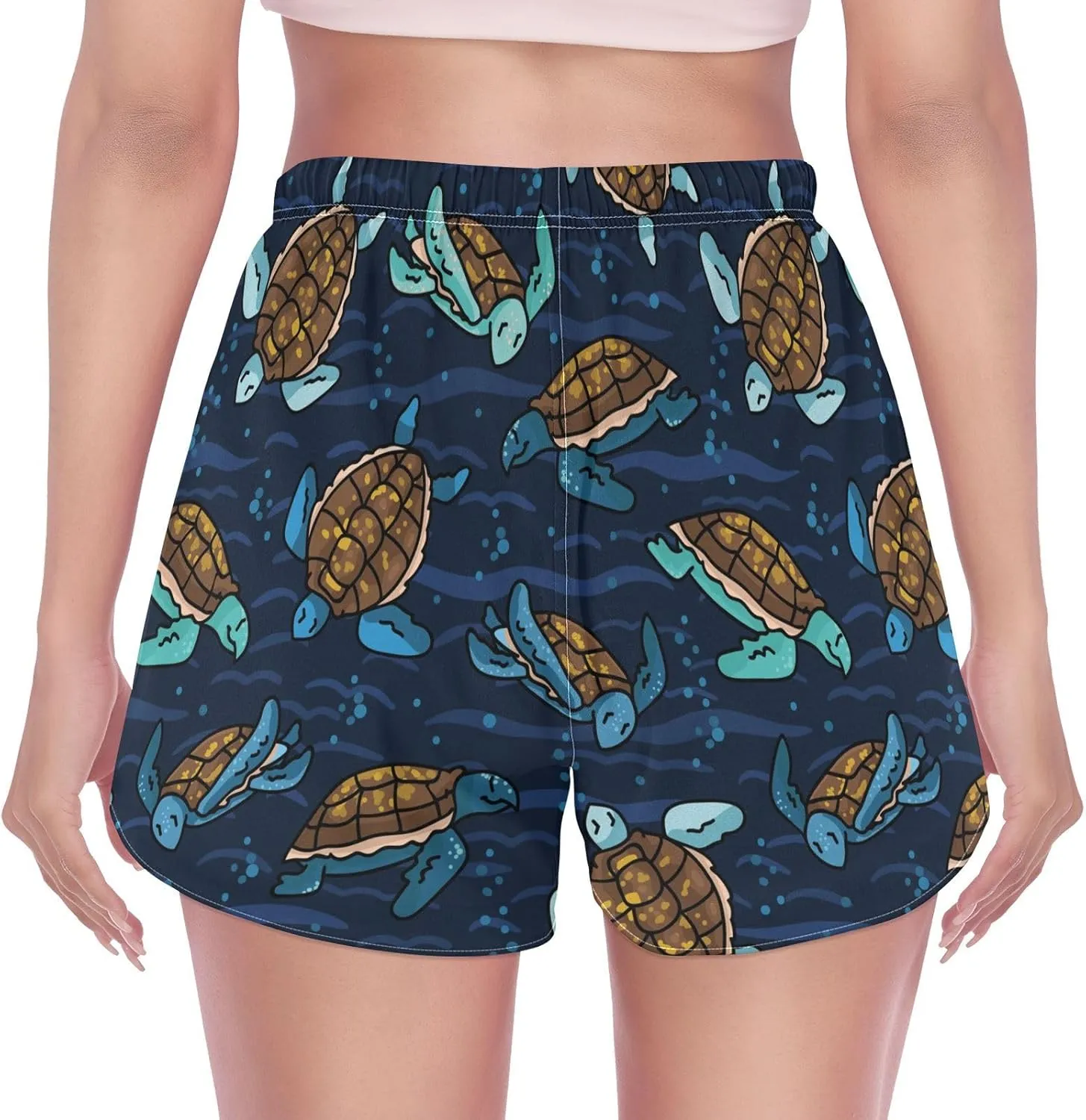 ZZKKO Cute Little Squid Athletic Shorts for Women,Womens Workout Running Shorts Quick Dry with Pockets S-XXL