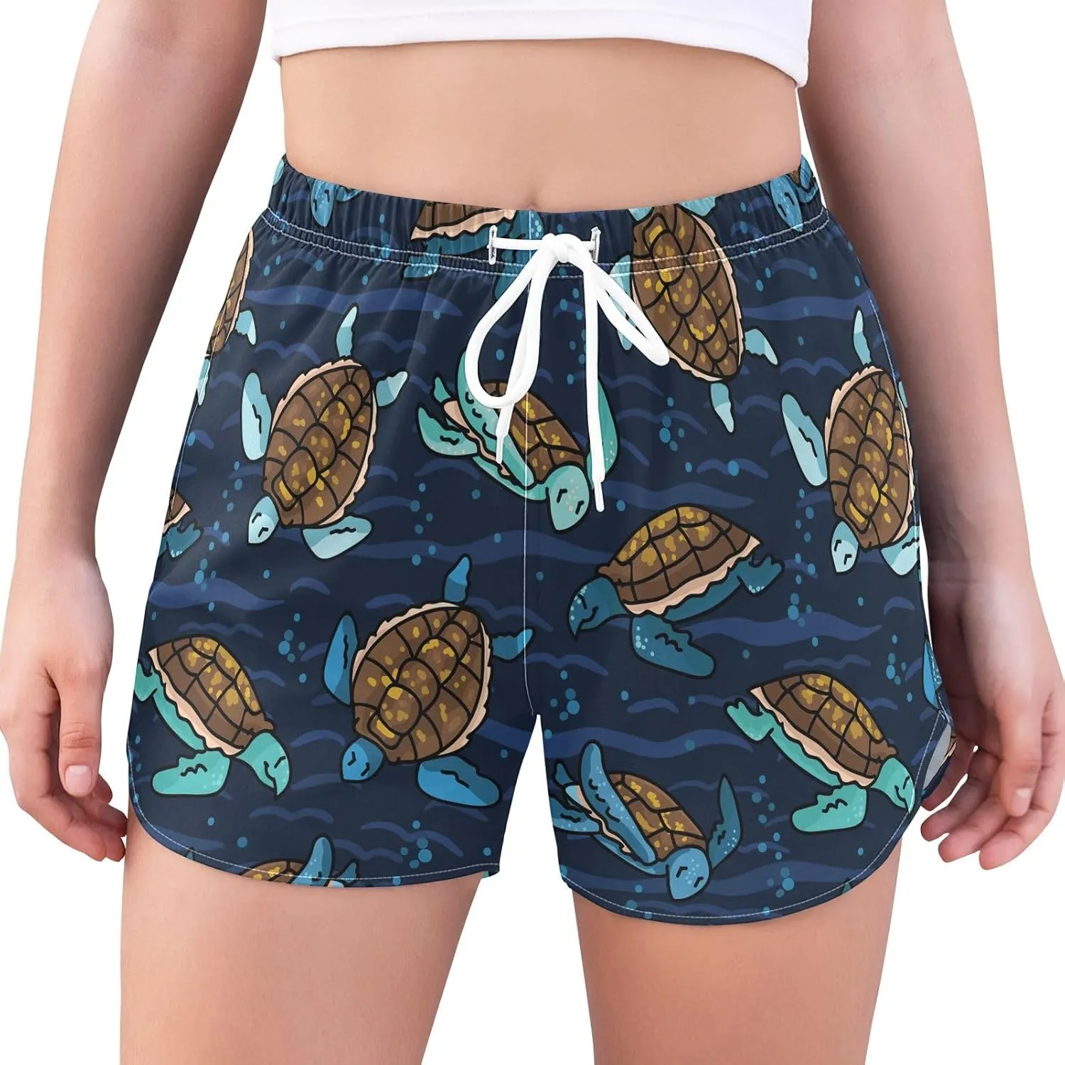 ZZKKO Cute Little Squid Athletic Shorts for Women,Womens Workout Running Shorts Quick Dry with Pockets S-XXL